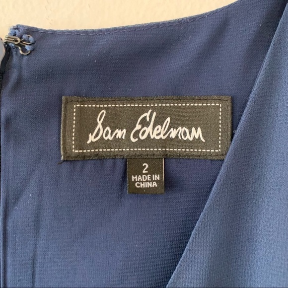 Sam Edelman Pleat Sleeve V Neck Chiffon Shift Dress - Picture 7 of 11